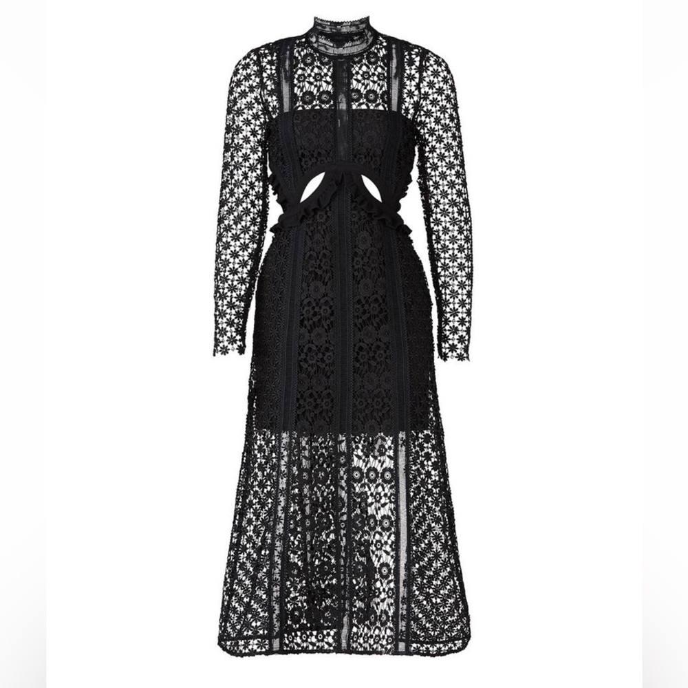 Self-Portrait Black Lace Midi Dress